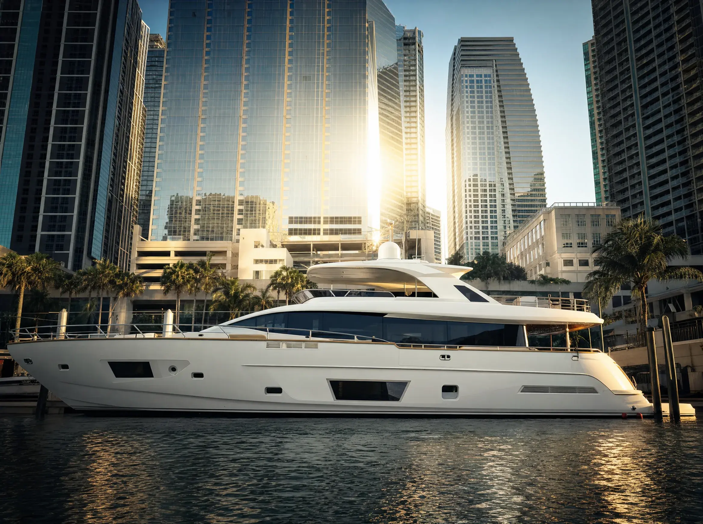 Yacht charter in Bayside Marina, Miami. LIMITLESS YACHTS