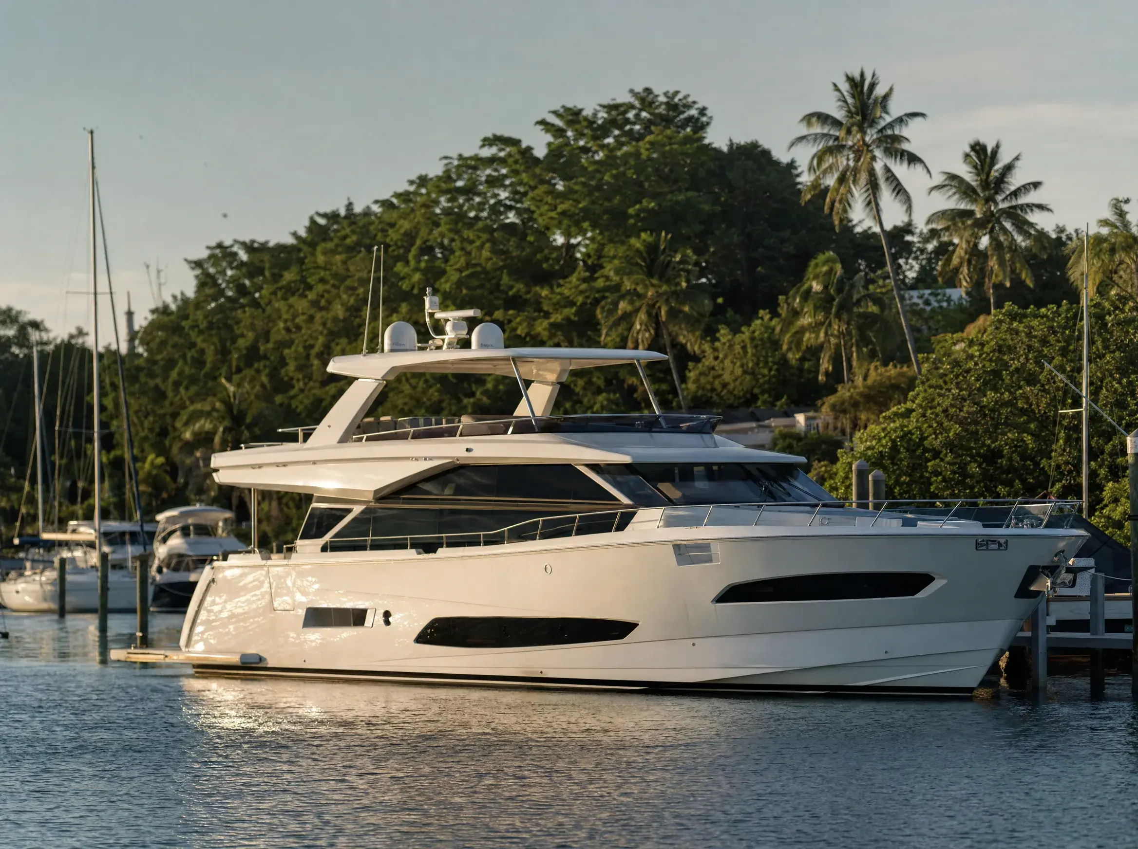 Yacht charter in Dinner Key Marina, Miami. LIMITLESS YACHTS