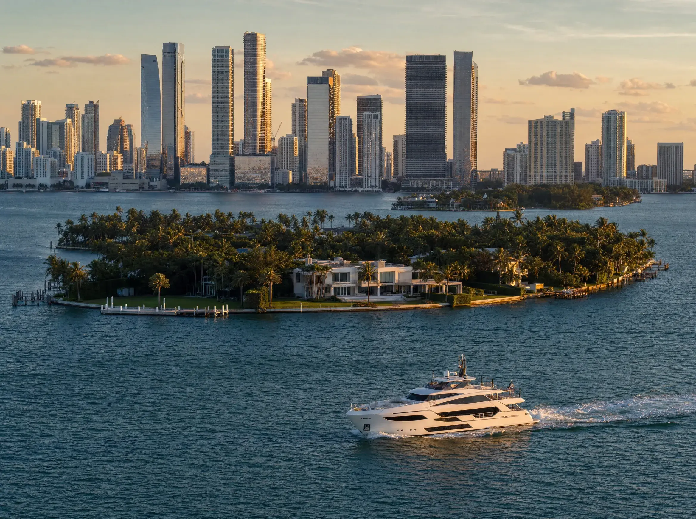 Yacht charter in Star Island, Miami. LIMITLESS YACHTS