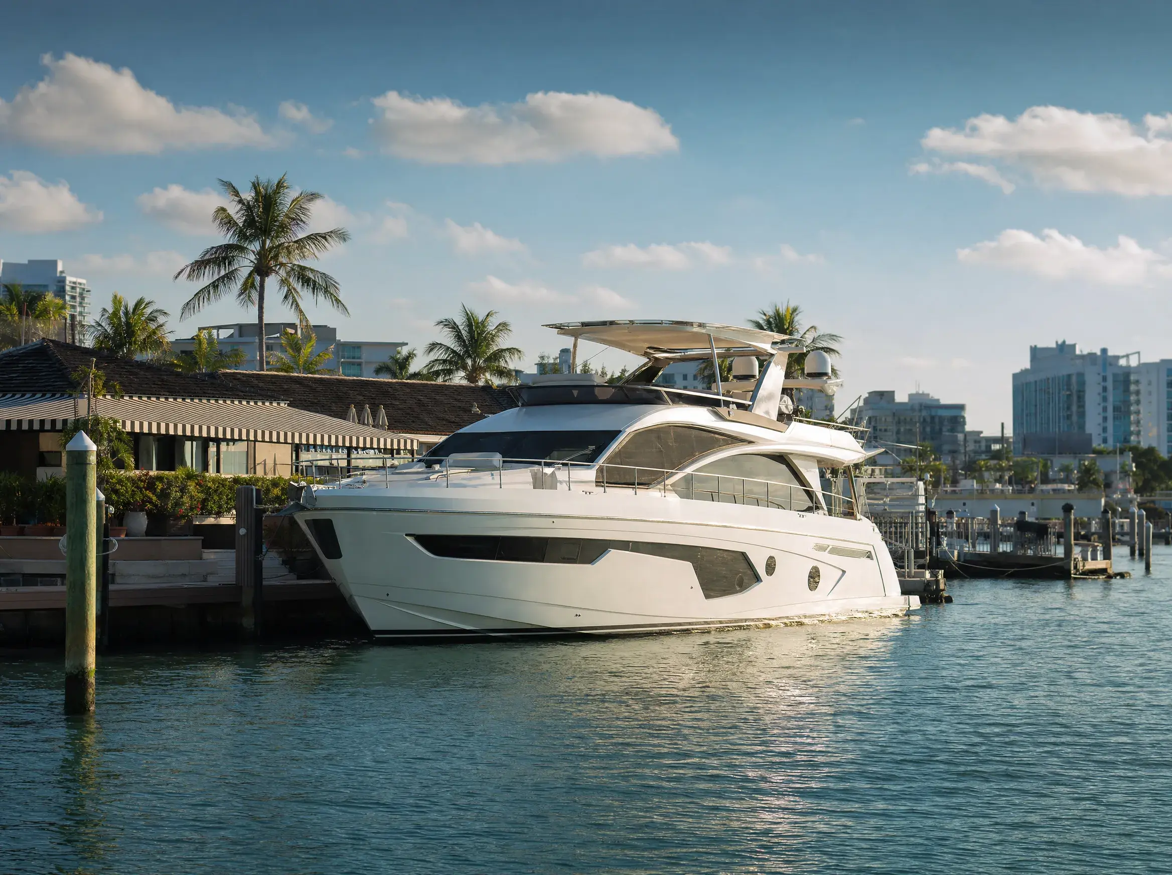 Yacht charter in Sunset Harbour, Miami. LIMITLESS YACHTS